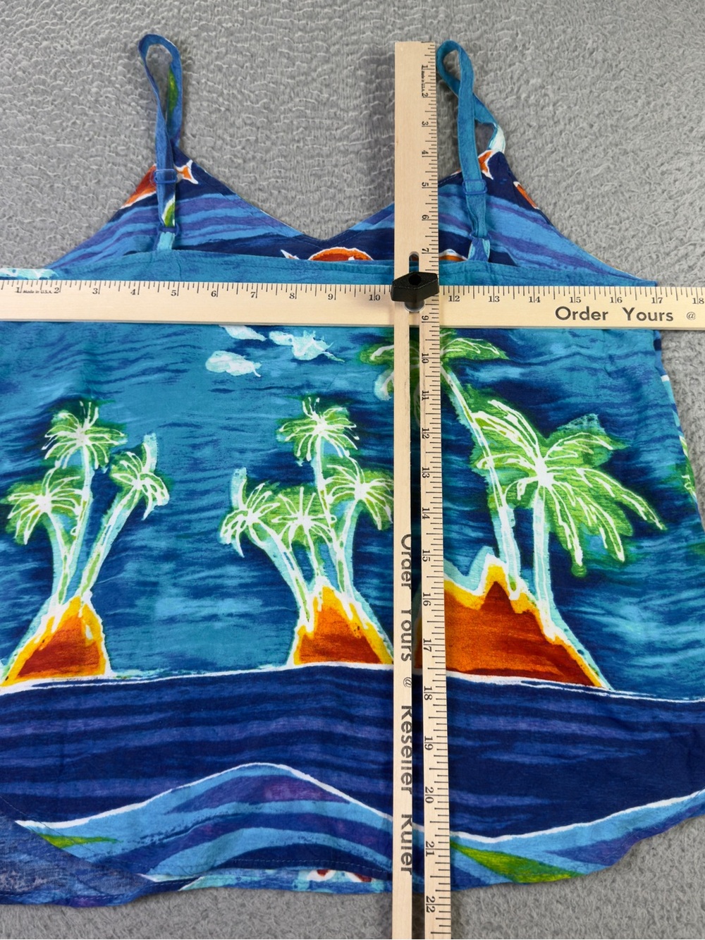 Jams World Tank Top Womens Medium Blue Island Fish AOP Tropical Straps Rayon - Picture 7 of 9